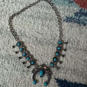 Faux Turquoise Silver Necklace